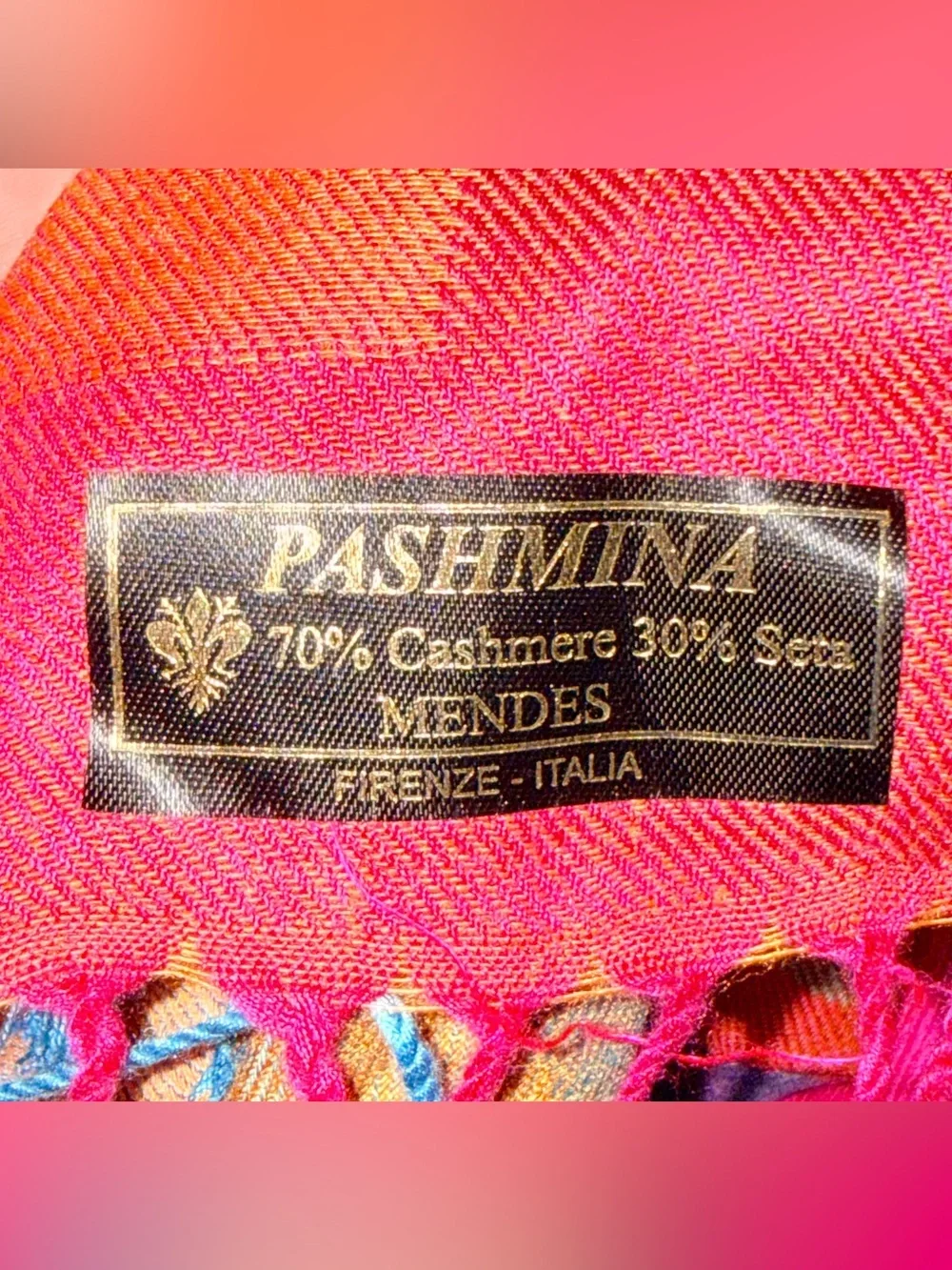 NWOT Mendes Pashmina Multicolor Colorblock Woven Fringe Scarf-28”x78-EC